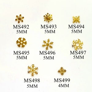 100pcs/bag Gold Christmas Series Snowflake non-adhesive Hard Metal Sticker Nail Art Decoration M36