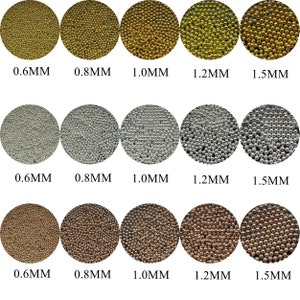 3D Approx. 3g/jar Nail Art 0.6/0.8/1/1.2/1.5mm Mini Metal Gold and Silver and Rose Gold Beads Decoration Tiny Balls 5 sizes