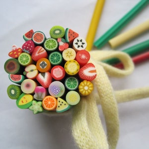 100pcs/bag Mixed 5mm Fruit Cane Fancy Nail Art Polymer Clay Mixed Fruit Series