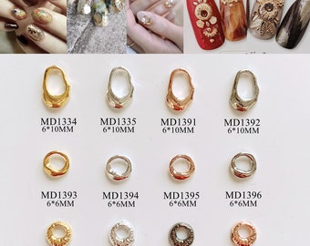 5pcs/bag Nail Art Metal 3D Charms Geometric Circle Shape Nail Art Deco MD1343-1349