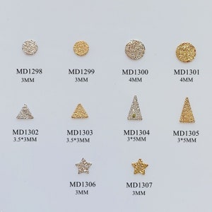 100pcs/bag Flat-back Metal Stud Round/Triangle/Star/Long Triangle Design Metal Stud MD1298-1307