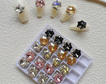 Nail Art 3D Metal Gems in 1 Set 25pcs Crystal Star Square Gem with Rhinestone Decoration
