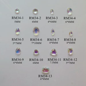 100pcs/bag Nail Art Crystal AB Resin Rhinestone Horse-Eye Round Rectangle Oval Drop Rhinestone