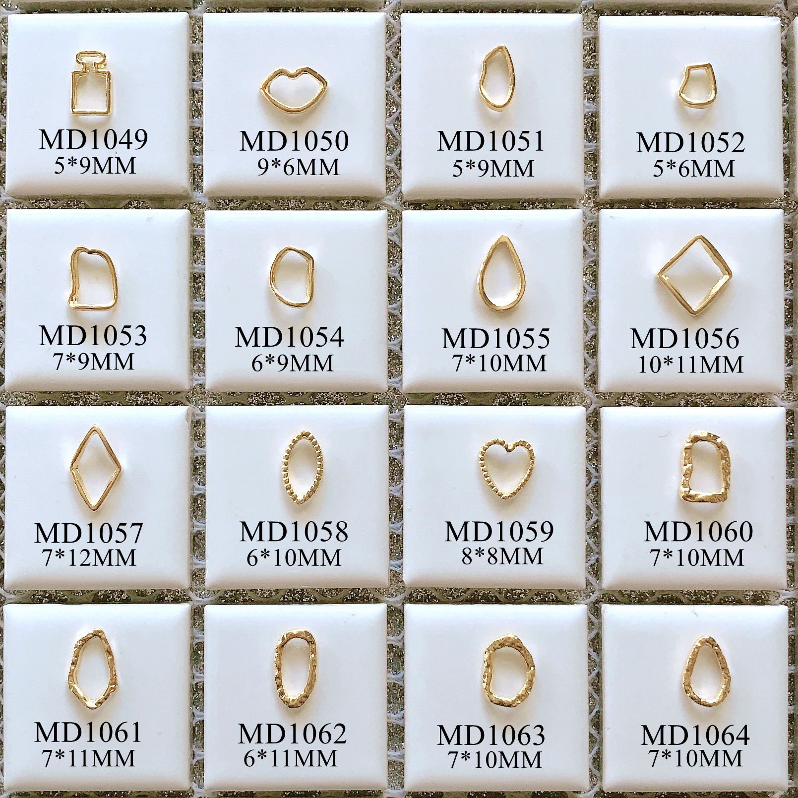 5pcs Metal 3d Charms Metal Decoration Geometric Shape Perfume Lip Diamond Shapes Deco Nail Art Decoration DIY Accessory