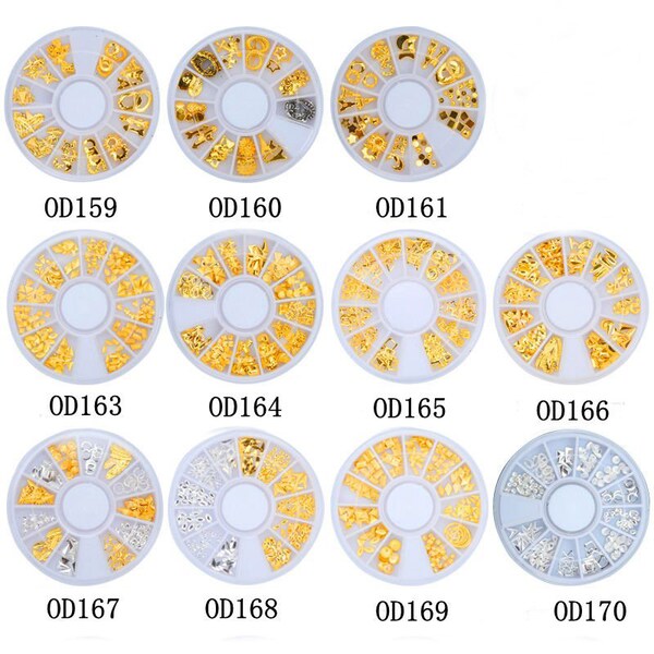 1pc Retail Different 3D metal Deco Wheel Decoration in wheel Shiny Nail Decoration