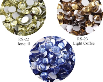 100pcs/bag Flatblack Crystal Nail Art Rhinestone Jonquil Light-Coffee Light-Sapphire Rhinestone SS3-SS20