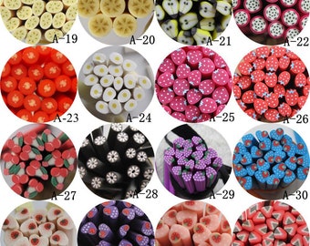 5pcs/lot 5mm*5CM Fruit Series Polymer Clay Cane Fancy Banana Pear Strawberry Grape Cherry A19-34