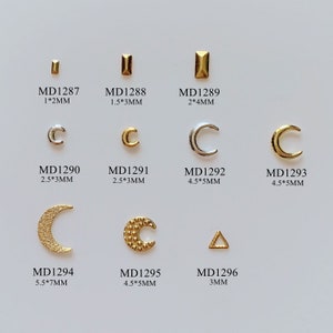 Approx. 100pcs/bag Metal Stud Rectangle Moon Triangle Shape Stud Nail Art Metal Deco