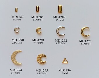 Aprox. 100pcs / bolsa metal stud rectángulo triángulo lunar forma stud nail art metal deco