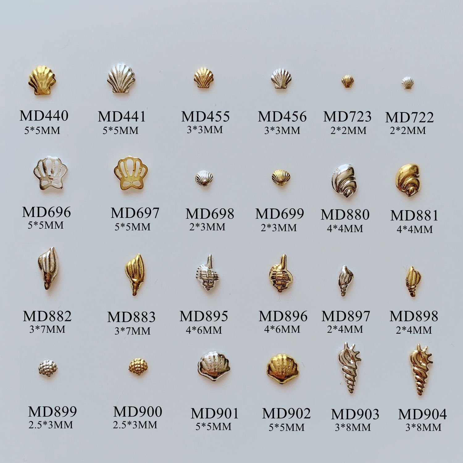 Approx. 100pcs/bag Metal Stud Sea Series Shell Conch whelk Shape Stud Nail Art Metal Deco