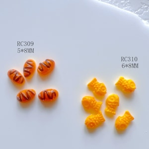 30pcs/bag Cartoon Bread and Cookie Resin Cartoon Deco Nail Art Decoration Nail DIY Deco