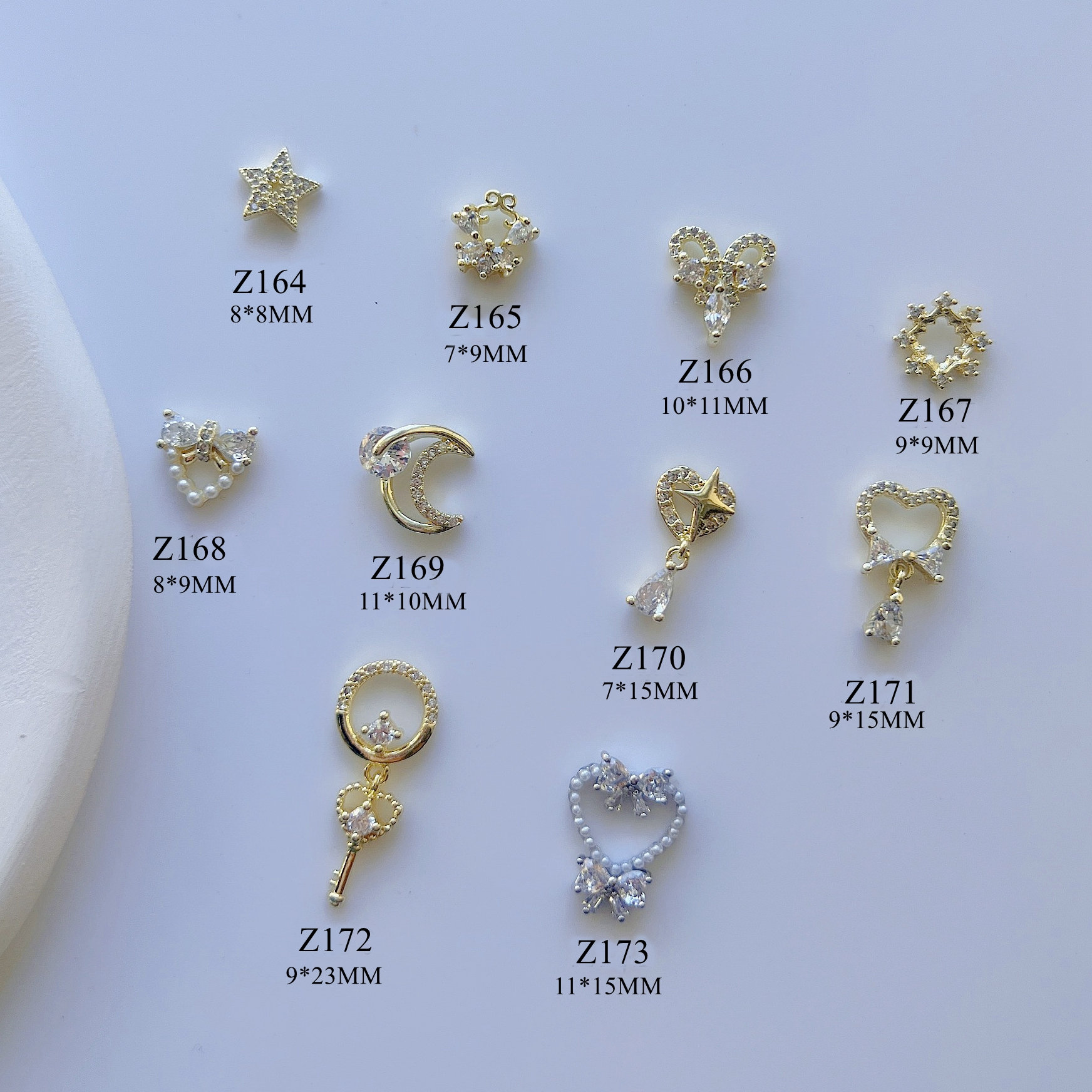 1PC Luxury Gold Zircon Stone Different Shapes Metal Charms