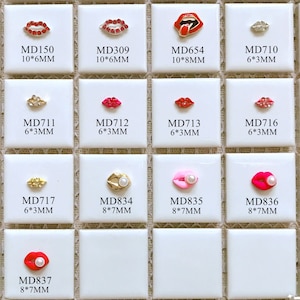 5pcs Metal 3d Charms Metal Decoration Different Shapes of Lip Deco with Rhinestone Valentine&#39;s Day Decoration Nail Art Decoration