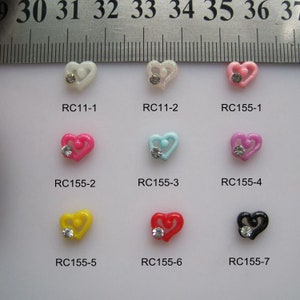 30pcs/bag Heart with Rhienstone Deco Resin Cartoon Deco Nail Art Decoration Nail DIY Deco RC155