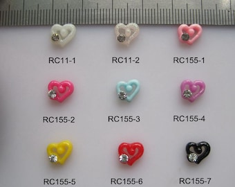 30pcs/bag Heart with Rhienstone Deco Resin Cartoon Deco Nail Art Decoration Nail DIY Deco RC155