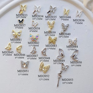 5pcs Metal 3d Charms Metal Decoration Butterfly Deco Nail Art Decoration MD2033-2053