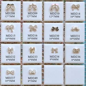 5pcs Fancy Metal 3d Charms Metal Decoration with Rhinestone Bow with Pearls and Rhinestone Nail Art Decoration Cellphone Decoration
