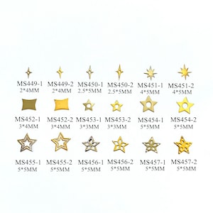 100pcs/bag Silver and Gold non-adhesive Soft Metal Sticker Star Shape Nail Art Decoration M29