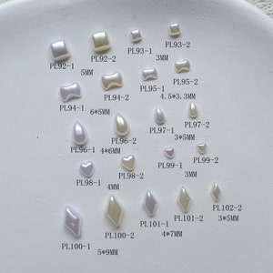 100pcs Different Shapes Flat-Back Mini Square Bow Drop Heart Shape Pearl Nail Decoration Pearl Nail Art Decoration