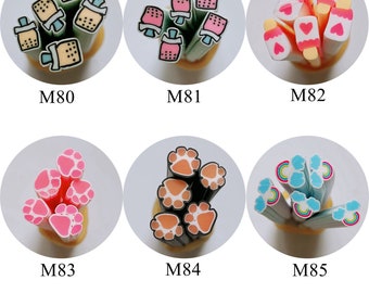 5pcs/lot 5mm*5CM Animal Series Polymer Clay Cane Fancy Cat Paw Ice-Lolly Cloud Designs