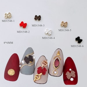 5pcs/bag Nail Art Metal 3D Charms Colorful Mini Bow Bowtie MD1548
