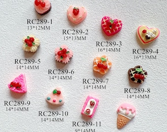 10pcs/bag Cartoon Big Resin Cake Ice-cream Sandwich Deco Nail Art Decoration Nail DIY Deco for Mini House RC289