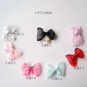 30pcs Handmade Transparent-Color Dot-Shape Fabric Bow Shape Nail Art Decoration CB3