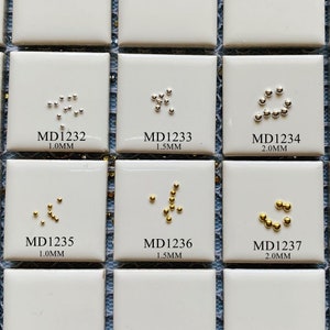 3D Approx. 100pcs/bag Tiny 1/1.5/2MM Gold and Silver Round Solid Metal Stud Metal Nail Art Decoration MD1232-1237