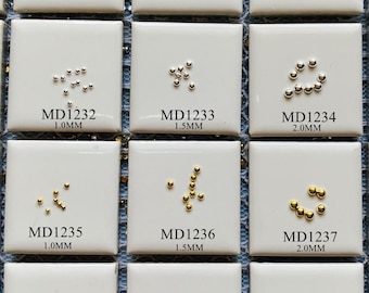 3D Approx. 100pcs/bag Tiny 1/1.5/2MM Gold and Silver Round Solid Metal Stud Metal Nail Art Decoration MD1232-1237