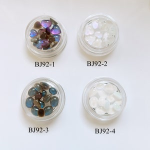 1Jar Nail Art Mix Sizes Resin Glitter Heart Oval Drop Shape Decoration BJ92