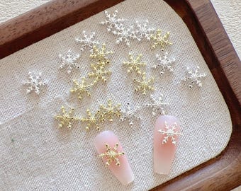 5st metalen 3d bedels metalen decoratie kerst sneeuwvlok vormen nail art decoratie: