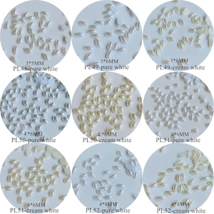 100pcs Different Shapes Flat-Back Pearl Drop Oval Rice Shape Pearl Nail Decoration Pearl Nail Art Decoration