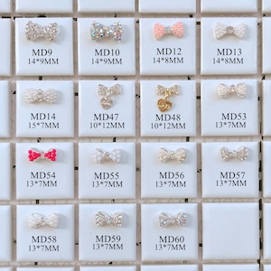 5pcs Fancy Metal 3d Charms Metal Decoration with Rhinestone Bow with Pearls Nail Art Decoration Cellphone Decoration