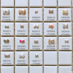5pcs Fancy Metal 3d Charms Metal Decoration with Rhinestone Bow with Pearls and Rhinestone Nail Art Decoration Cellphone Decoration