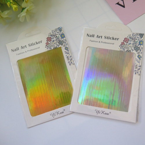 1pc Laser Silver and Gold Line Sticker Nail Art Sticker Etsy