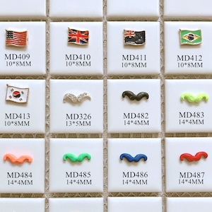 5pcs Metal 3d Charms Metal Decoration Flag Mustache Shapes Nail Art Decoration