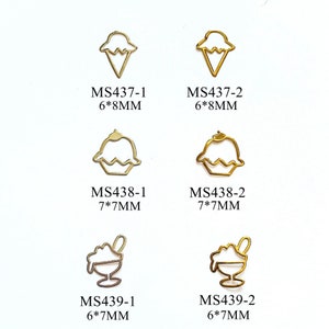 100pcs/bag Silver and Gold non-adhesive Soft Metal Sticker Ice Cream Shape Nail Art Decoration M25