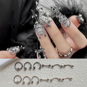 5pcs Fancy Metal 3d Charms Metal Decoration Dark Punk Metal Deco Nail Art Decoration Cellphone Decoration MD2618-2619