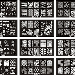 1PC BCN13-24 6*12cm Rectangle Shape High Quality Blue Film Nail Art Stamping Image Plate Stainless Love Full-cover Lace Rose