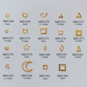 Approx. 100pcs/bag Metal Stud Square Heart Star Diamond Moon Triangle Shape Stud Nail Art Metal Deco