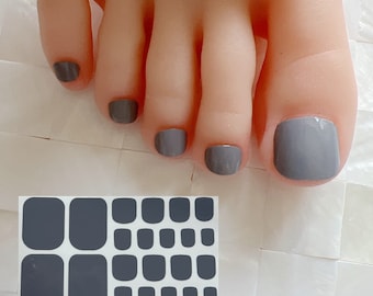 1pc Nail Art Full-Cover Toe Nail Sticker Sheet Manicure Sticker Nail Art Wrap Classic Pure Color Nail Strips  with mini file YMZ299-308