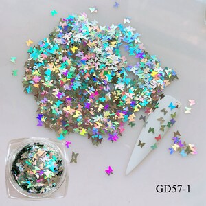 1Jar Shinny Laser Gold and Silver Butterfly Glitter Pieces in Jar GD57