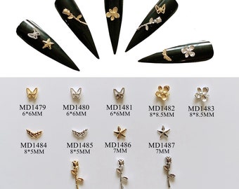 5pcs/bag Nail Art Metal 3D Charms Butterfly Star Flower Rose Design Nail Art Deco MD1479-1490