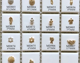 5pcs Metal 3d Charms Metal Decoration Drop Leaf Crown Star Cupid Deco Nail Art Decoration DIY Accessory