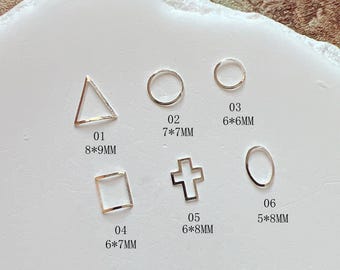 30pcs/bag Metal Stud Silver Square Circle Triangle Shape Stud Nail Art Metal Deco