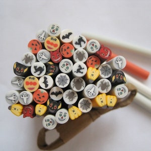 100pcs/bag Mixed 5mm Halloween Cane Fancy Nail Art Polymer Clay Cane