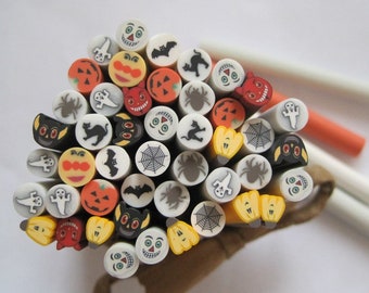 100pcs/bag Mixed 5mm Halloween Cane Fancy Nail Art Polymer Clay Cane