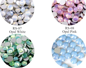 100pcs/bag Opal Color Different Sizes Mix-Size Flatblack Crystal Nail Art Rhinestone Opal White Opal Pink Opal Blue Opal Green