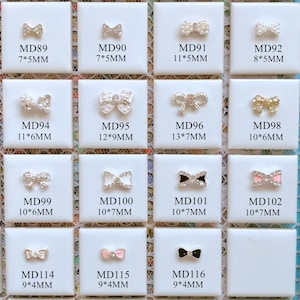 5pcs Fancy Metal 3d Charms Metal Decoration with Rhinestone Bow with Pearls and Rhinestone Nail Art Decoration Cellphone Decoration