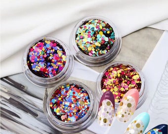 1Jar Different Round Glitter Mixed in Jar Mixed-Color Round Nail Art Decoration GD58